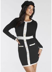 Melrose Damen Strickkleid, schwarz-weiß, feminin, Gr. 38, kontrastfarbene Details, Feinstrick, Obermaterial: 70% Viskose, 30% Polyamid, Kleider,