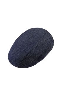 Chaplino Damen Schiebermütze, blau, klassisch, Gr. 57, unifarben, 60% Leinen, 40% Baumwolle, Mützen, in Jeans-Optik
