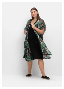 sheego Damen Jerseykleid "Große Größen", schwarz, feminin, Gr. 50, gemustert, Obermaterial: 100% Polyester;Unterkleid: 95% Viskose, 5% Elasthan,