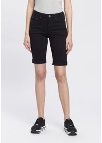 Arizona Damen Jeansbermudas, schwarz, Basic, Gr. 44, Denim/Jeans, Obermaterial: 98% Baumwolle, 2% Elasthan, Jeans, schmale Passform, krempelbarer
