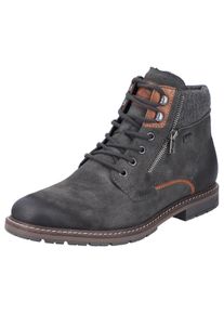 Rieker Herren Winterstiefelette, Gr. 45, grau, Lederimitat, Textil, used, kontrastfarbene Details, casual, Schuhe, Schnürboots, Winterboots mit