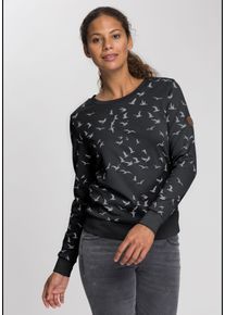 Kangaroos Damen Sweatshirt, schwarz, casual, Gr. 36, bedruckt, kontrastfarbene Details, Interlock, Obermaterial: 100% Baumwolle, Sweatshirts,