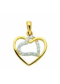 Adelia´s ADELIA ́S Damen Ketten-Anhänger "Damen Goldschmuck 585 Gold Anhänger Herz mit Zirkonia", Gelbgold 585, gold, Gelbgold 585, Schmuckanhänger, mit