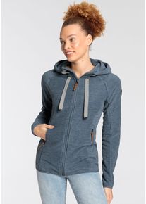 Polarino Damen Fleecejacke, blau, sportlich, Gr. 46, Fleece, Obermaterial: 100% Polyester, Jacken, für kalte Tage, aus Fleece, mit Kapuze,