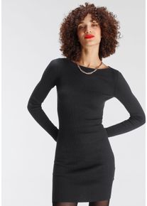 AJC Damen Strickkleid, schwarz, casual, Gr. 46, Rippstrick, Obermaterial: 70% Viskose, 30% Polyamid, Kleider, festlich, Mini-Länge, figurbetont, aus