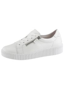Gabor Damen Plateausneaker, Gr. 42, weiß, Leder, unifarben, sportlich, Schuhe, Freizeitschuh, Halbschuh, Schnürschuh mit zwei Reißverschlüssen