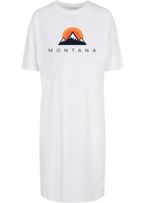 Merchcode Damen Shirtkleid "Merchcode Damen Ladies Montana Organic Oversized Slit Tee Dress", weiß, klassisch, Gr. L, 100% Baumwolle, Kleider