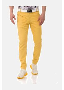 Cipo & Baxx CIPO & BAXX Herren Stoffhose "Hose", gelb, Gr. 31, unifarben, 97% Baumwolle;3% Elasthan, Hosen, im modischen Slim Fit-Schnitt, CD842