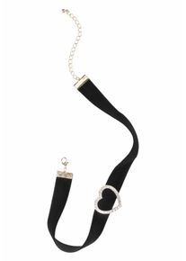 Firetti Damen Choker "aus schwarzem Samt mit Herz Element", Metall-Polyurethan-Baumwolle, L: 40,5cm, schwarz, Metall, Polyurethan, Baumwolle,