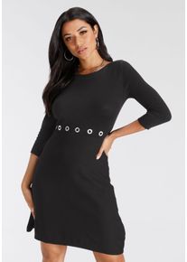 Melrose Damen Strickkleid, schwarz, feminin, Gr. 36, unifarben, Feinstrick, Obermaterial: 70% Viskose, 30% Polyamid, Kleider, kurzes Kleid, femininer