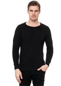 Rusty Neal Herren Strickpullover, schwarz, casual, Gr. XXL, unifarben, 50% Polyacryl, 50% Baumwolle, Pullover, mit modernem Rundhalsausschnitt