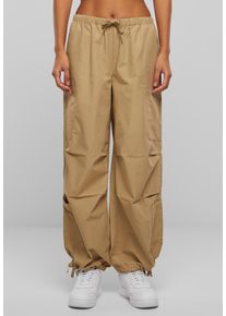 Urban Classics Damen Cargohose "Urban Classics Ladies Cotton Cargo Parashute Pants", beige, Gr. XL, unifarben, 100% Baumwolle, Hosen