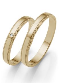 Firetti Trauring "Schmuck Geschenk Gold 375 Hochzeit Ehering "LIEBE"", 52, 0,005 ct SI = kleine Einschlüsse mit Brillant, Gelbgold 375, 3mm, gold,