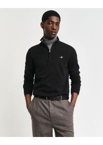 Gant Herren Troyer "CLASSIC COTTON HALF ZIP", schwarz, casual, Gr. 4XL, Strick, Obermaterial: 100% Baumwolle, Pullover, mit gerippten Details