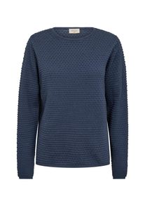 Freequent Damen Strickpullover "FQDODO", blau, casual, Gr. L, unifarben, Feinstrick, Obermaterial: 100% Baumwolle, Pullover, mit Strick-Knoten-Details