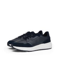 Tommy Hilfiger Herren Keilsneaker "FASTON LTH MIX", Gr. 46, blau, Glattleder, Veloursleder, unifarben, sportlich, Schuhe, Freizeitschuh, Schnürschuh,