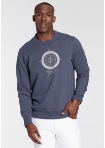 DELMAO Herren Sweatshirt, blau, casual, Gr. L, bedruckt, angeraute Sweatware, Obermaterial: 60% Baumwolle, 40% Polyester, Sweatshirts, lange Ärmel,