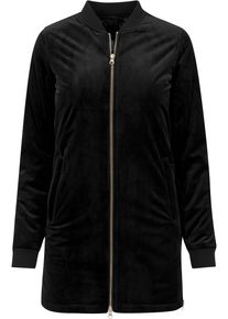 Urban Classics Damen Allwetterjacke "Urban Classics Damen Ladies Long Velvet Jacket", schwarz, casual, Gr. XS, unifarben, 100% Polyester, Jacken