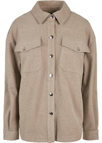 Urban Classics Damen Hemdbluse "Urban Classics Damen Ladies Classic Overshirt", grau, Gr. XS, 88% Polyester, 10% Viskose, 2% Elasthan, Blusen