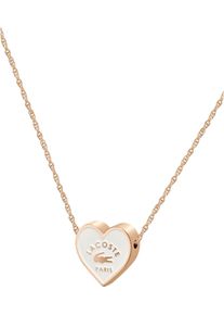Lacoste Damen Kette mit Anhänger "LOVE MY CROC, Herz, 2040394, 2040395, 2040399", Edelstahl, L: 46cm, rosa, Edelstahl, Halsketten