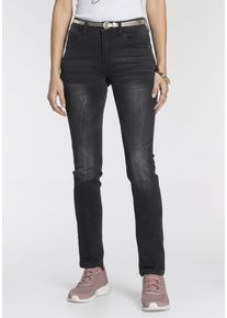 Kangaroos Damen Relax-fit-Jeans "RELAX-FIT HIGH WAIST", schwarz, Basic, Gr. 38, vintage, Abriebeffekte, Denim/Jeans, Obermaterial: 67% Baumwolle, 32%