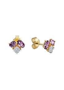 Diamonds by Ellen K. Damen Paar Ohrstecker "Gold 375 Amethyst + Zirkonia", ONE-SIZE, Gold, gelb, FASCINATION BY ELLEN K., Gold, Ohrringe