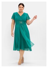 sheego Damen Abendkleid "Große Größen", grün, elegant, Gr. 48, unifarben, Obermaterial: 100% Polyester;Futter: 100% Polyester, Kleider, mit