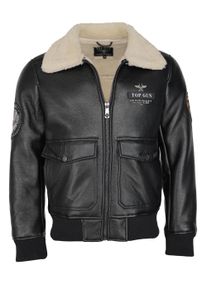 Top Gun Herren Lederjacke "TG20213035", schwarz, Gr. L, Obermaterial: 90% Polyester, 10% Polyurethan / Innenmaterial: 100% Polyester, Jacken