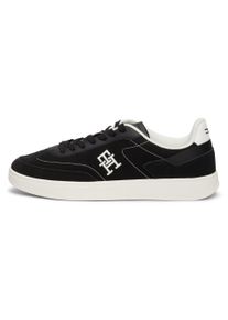Tommy Hilfiger Damen Plateausneaker "TH HERITAGE COURT SNEAKER SDE", Gr. 37, schwarz-weiß, Leder, Textil, Lederimitat, kontrastfarbene Details,
