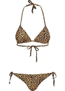 Urban Classics Damen Triangel-Bikini "Urban Classics Damen Ladies Animal Bikini", braun, Gr. M, 88% Polyester, 12% Elasthan, Bikini-Sets
