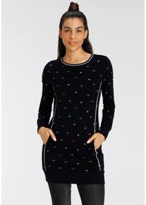 Kangaroos Damen Sweater, schwarz, casual, Gr. 34, unifarben mit Farbeinsatz, gestreift, kontrastfarbene Details, Interlock, Obermaterial: 100%