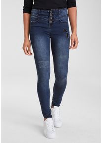 Arizona Damen Skinny-fit-Jeans "Ultra Stretch", blau, modisch, Gr. 38, Denim/Jeans, Obermaterial: 63% Baumwolle, 32% Polyester, 5% Elasthan, Jeans,