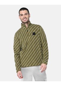 BULA Herren Strickpullover, grün, Gr. XL, mehrfarbig, 100% Polyester, Pullover, mit Stehkragen und kurzem Reißverschluss