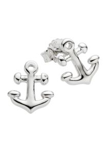 ZEEme Damen Paar Ohrstecker "Silber 925 rhodiniert mit Anker-Motiv", ONE-SIZE, Silber 925 (Sterlingsilber), weiß, Silber 925 (Sterlingsilber),