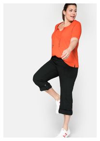 sheego Damen Cargohose "Große Größen", schwarz, sportlich, Gr. 84, unifarben, Obermaterial: 97% Baumwolle, 3% Elasthan, Hosen, mit Krempelfunktion