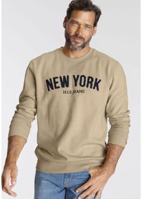 H.I.S. H.I.S Herren Sweater, beige, casual, Gr. L, bestickt, Sweatware, Obermaterial: 60% Baumwolle, 40% Polyester, Sweatshirts, Langarm, lockere Passform,