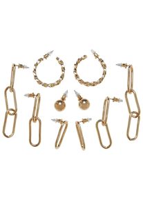 Urban Classics Damen Schmuckset "Urban Classics Unisex Various Chain Earring 5-Pack", gold, unifarben, Eisen, Zink, Stahl, Schmuck-Sets