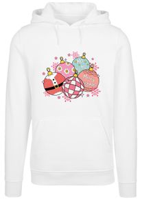 F4NT4STIC Damen Kapuzenpullover "Pink Cute Christmas Tree Balls", weiß, casual, Gr. XL, Obermaterial: 65% Baumwolle, 35% Polyester, Pullover, Premium