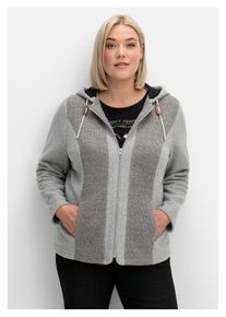 sheego Damen Fleecejacke "Große Größen", grau, casual, Gr. 44, unifarben, Obermaterial: 100% Polyester;Futter: 100% Polyester, Jacken, mit Kapuze und