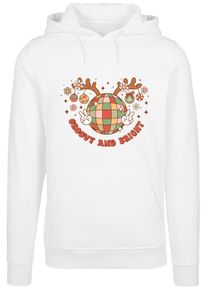 F4NT4STIC Damen Kapuzenpullover "Groovy And Bright Christmas Disco Deer", weiß, casual, Gr. S, Obermaterial: 65% Baumwolle, 35% Polyester, Pullover,