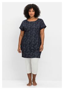 sheego Damen Shirtkleid "Große Größen", blau, casual, Gr. 56, gemustert, Obermaterial: 50% Baumwolle, 50% Modal, Kleider, mit Alloverdruck und
