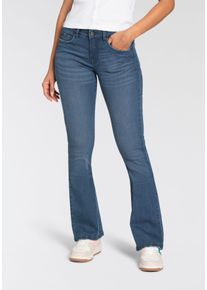 Kangaroos Damen 5-Pocket-Jeans, blau, Basic, Gr. 38, Denim/Jeans, Obermaterial: 98% Baumwolle, 2% Elasthan, Jeans, ausgestellte Beinform,