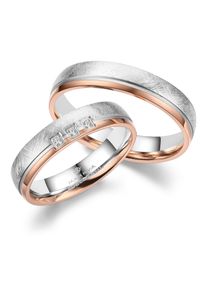 MARRYA Damen Verlobungsring "Edelstahl Ringe Trauringe Eheringe Partnerringe", 62, Edelstahl, rosa, Edelstahl, Fingerringe