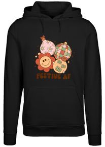 F4NT4STIC Damen Kapuzenpullover "Festive AF Christmas Tree Balls", schwarz, casual, Gr. L, Obermaterial: 65% Baumwolle, 35% Polyester, Pullover,