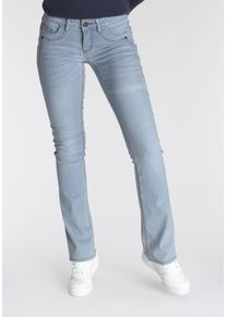 Arizona Damen Bootcut-Jeans "mit Keileinsätzen", blau, Basic, Gr. 92, Denim/Jeans, Obermaterial: 76% Baumwolle, 16% Polyester, 7% Viskose, 1%