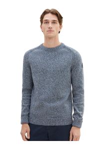 Tom Tailor Herren Rundhalspullover, grün, casual, Gr. XL, meliert, Strick, Obermaterial: 100% Baumwolle, Pullover, mit toller Mouliné-Struktur