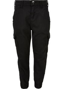 Urban Classics Mädchen Cargohose "Urban Classics Damen Girls High Waist Cargo Pants", schwarz, Gr. 134, unifarben, 98% Baumwolle, 2% Elasthan, Hosen