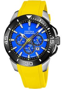 Festina Herren Chronograph "Chrono Bike", gelb, Armbanduhren, Armbanduhr, Quarzuhr, Herrenuhr, Stoppfunktion, bis 10 bar wasserdicht