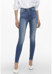 Only Damen Skinny-fit-Jeans "ONLFOREVER HIGH LIFE HW", blau, modisch, Gr. XS, Abriebeffekte, Denim/Jeans, Obermaterial: 93% Baumwolle, 5%