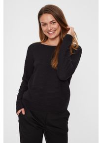 Freequent Damen Strickpullover "FQDODO", schwarz, casual, Gr. M, unifarben, Feinstrick, Obermaterial: 100% Baumwolle, Pullover, mit